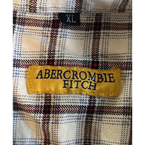 Vintage Abercrombie & Fitch Shirt Boys XL White Red Plaid Long Sleeve Rare Tag - Picture 3 of 11